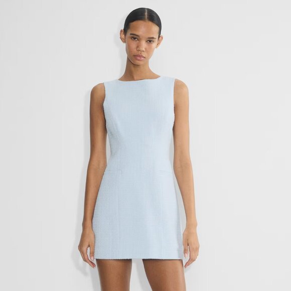 Aritzia Babaton Highrise Tweed Dress Micro Shift Dress Light Blue Size 0 - Picture 1 of 10